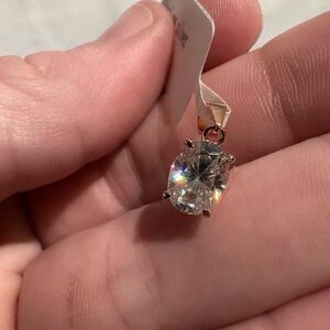 925 sterling silver-Rose Gold – Moissanite – Oval cut –Pendant – 1.5 CT